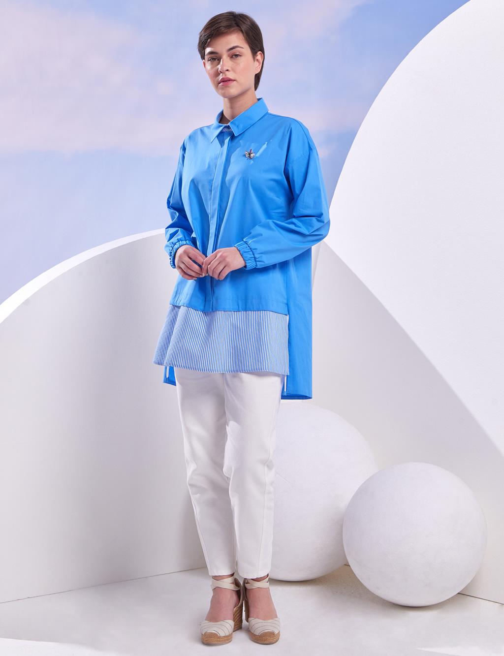 KYR Brooch Layered Tunic Sky Blue