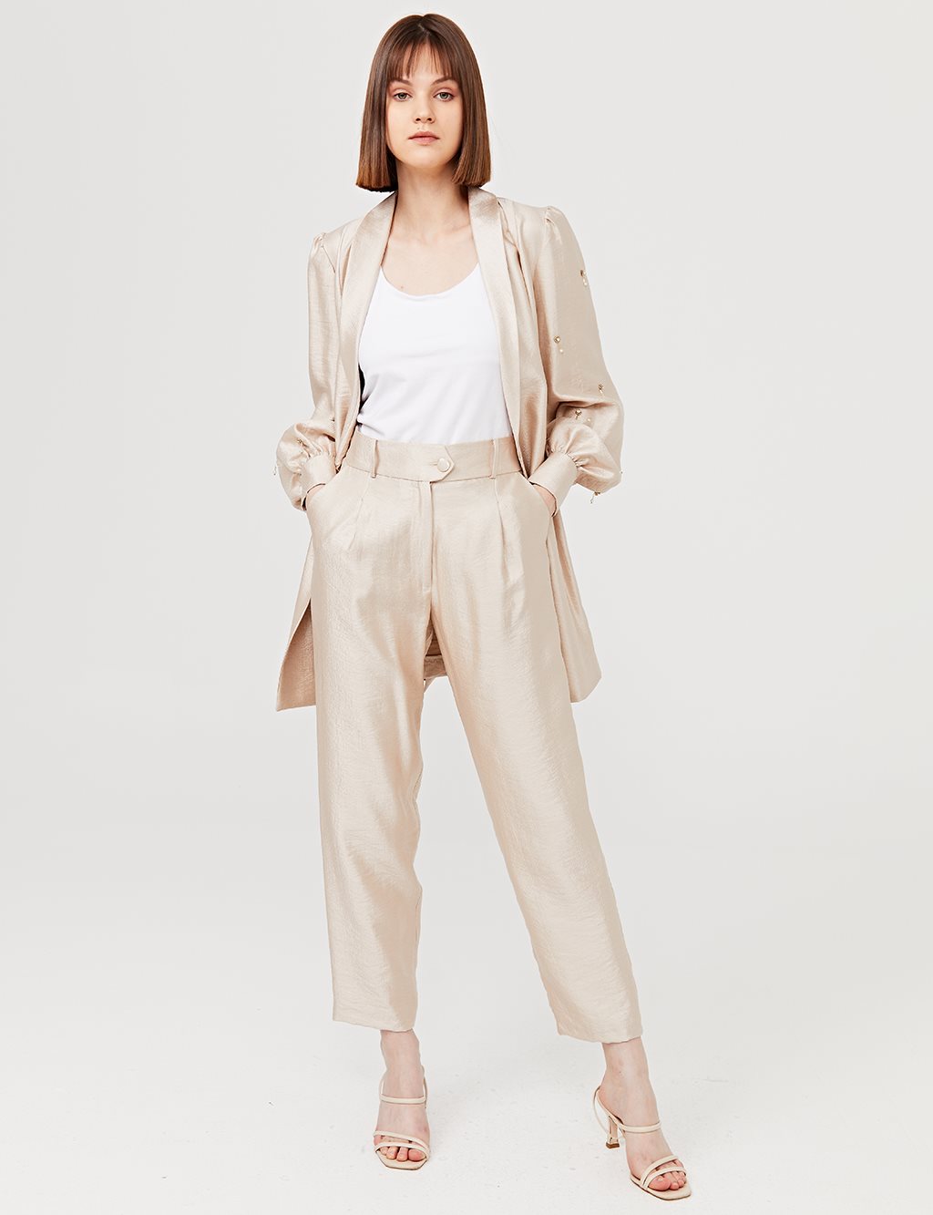 Stone Embellished Jacquard Suit Stone