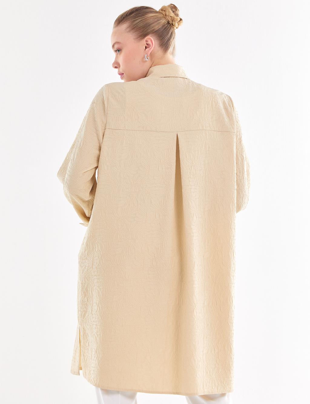 Tasseled Collar Tunic Cream