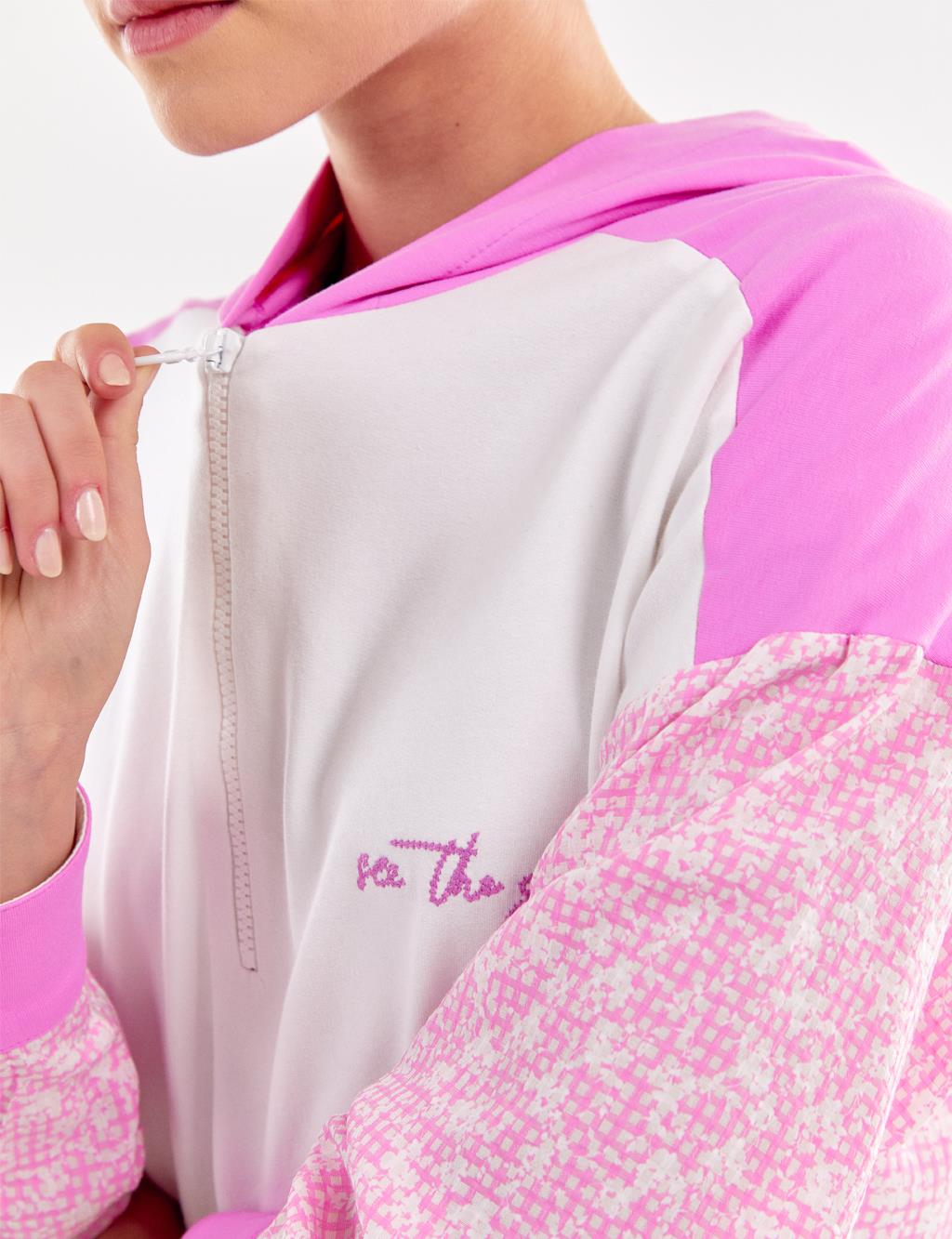 Slogan Embroidered Sweat Candy Pink