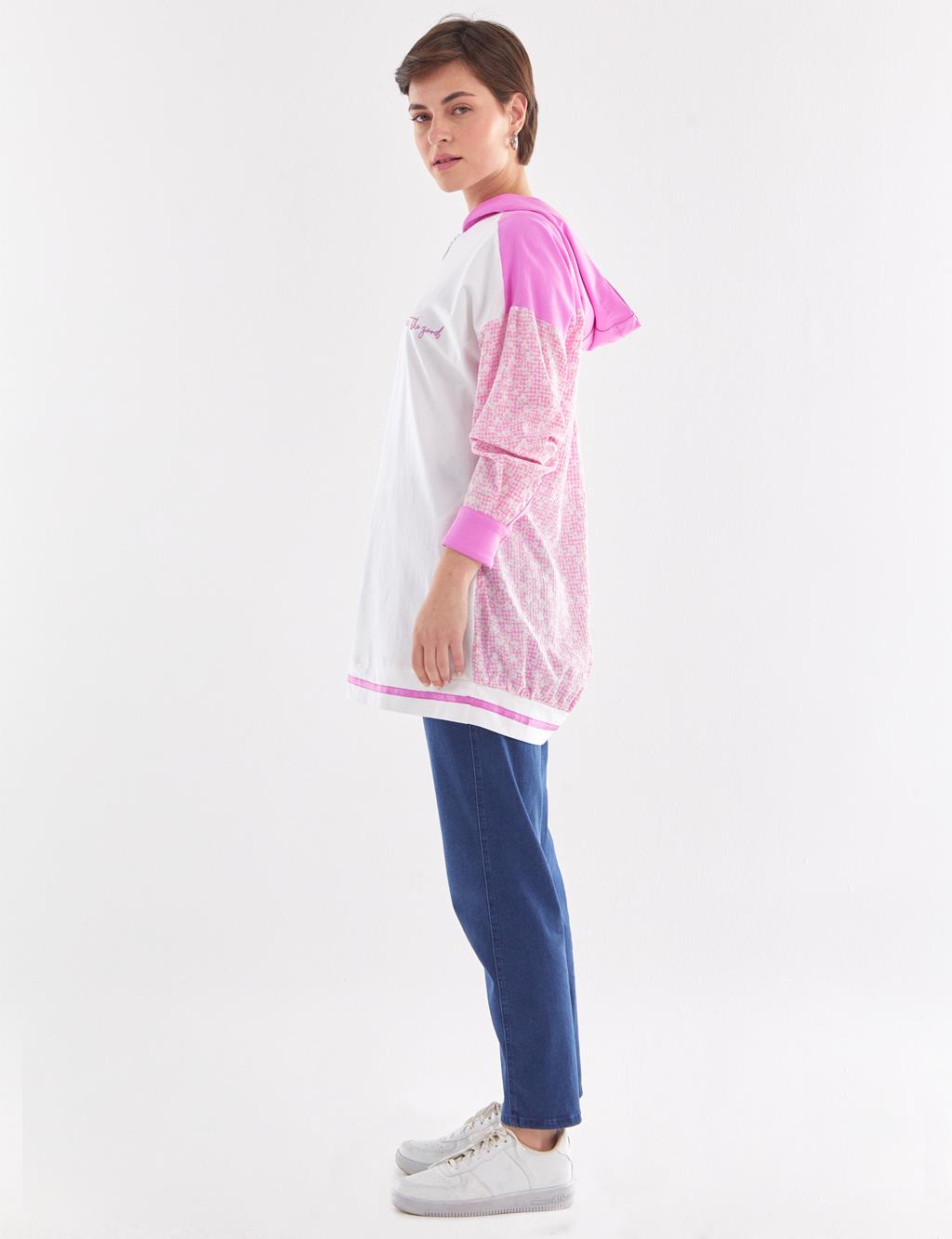 Slogan Embroidered Sweat Candy Pink