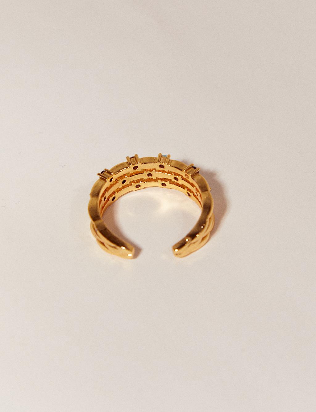 Colorful Stone Ring Gold