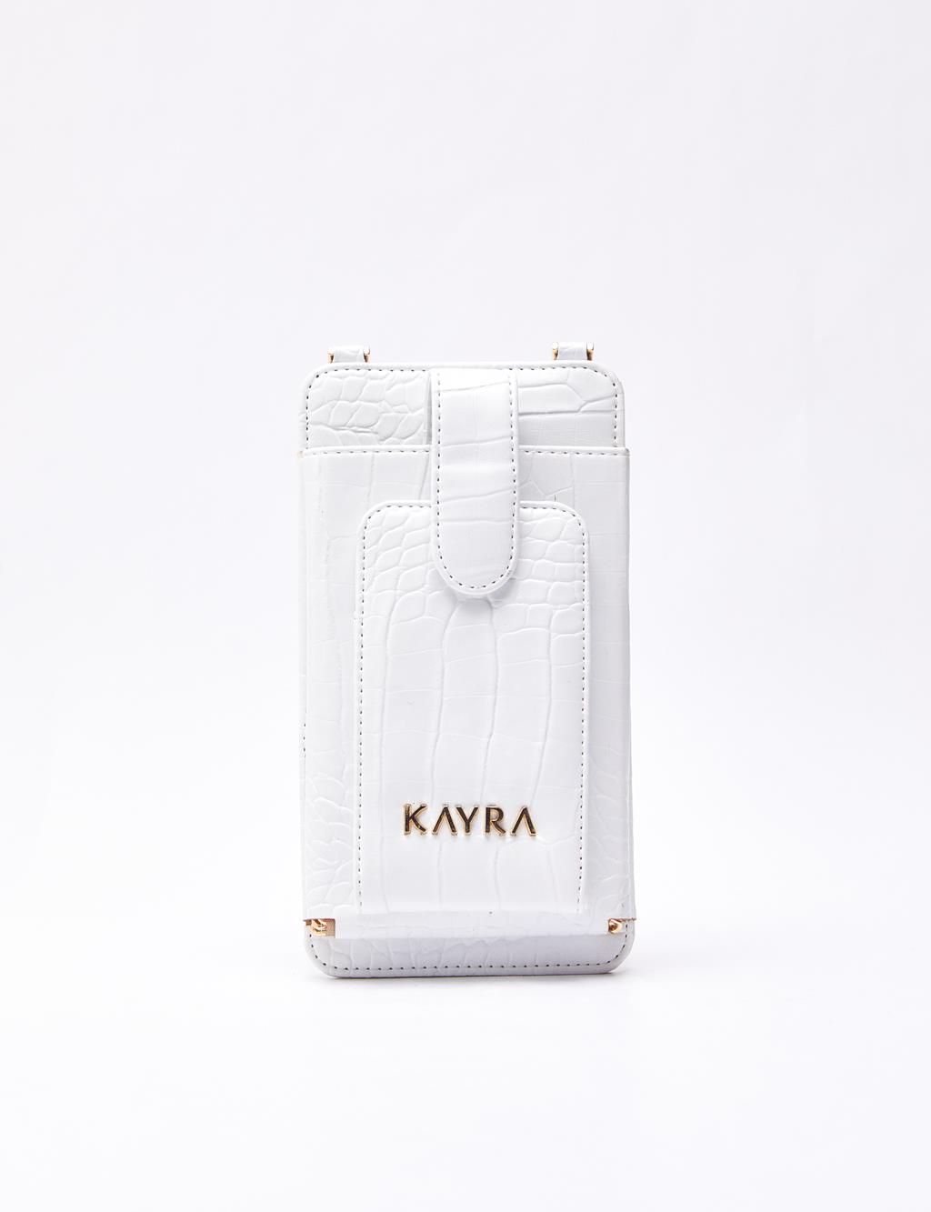 Croco Patterned Bag Wallet White