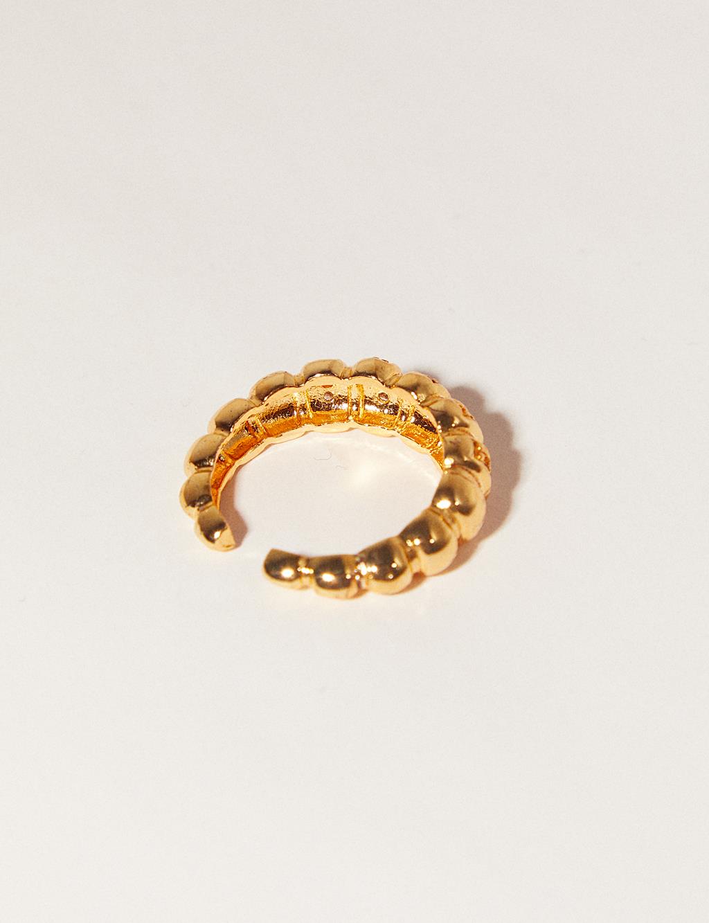 Zircon Stone Mussel Ring Gold