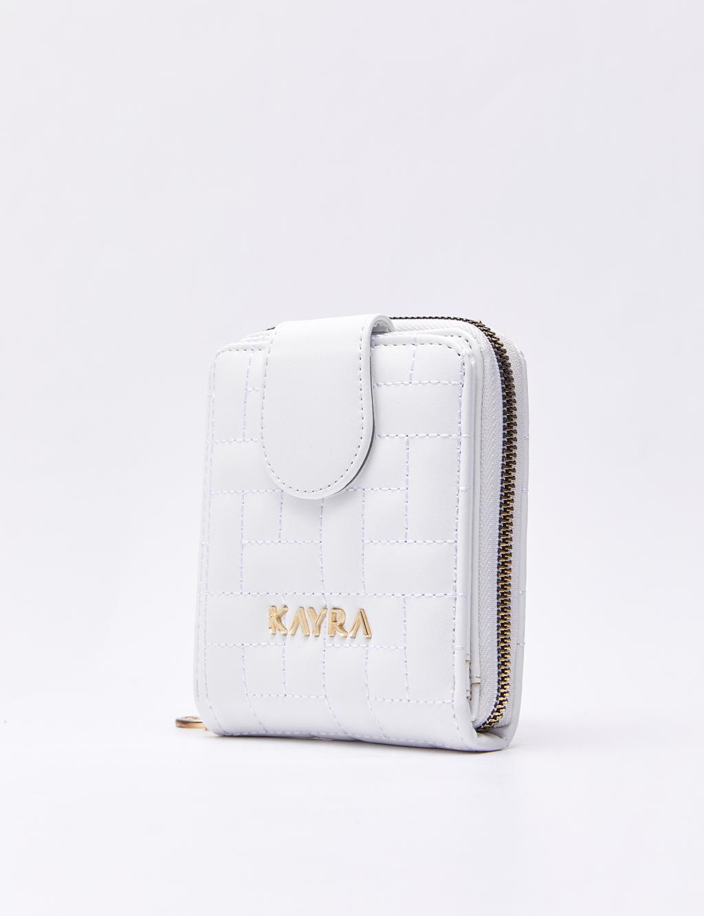 Quilted Square Bag Wallet White