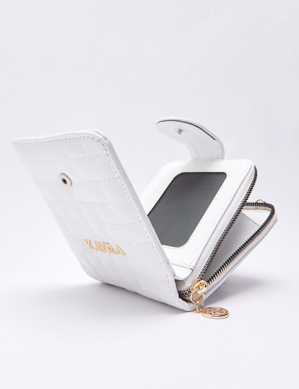 Quilted Square Bag Wallet White