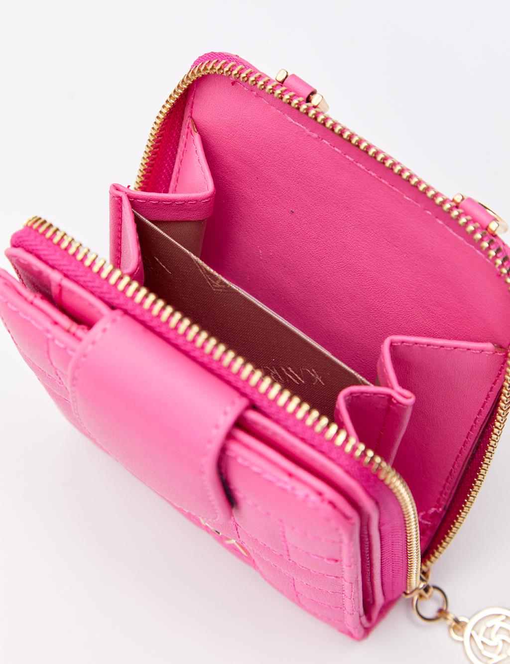 Quilted Square Bag Wallet Pink