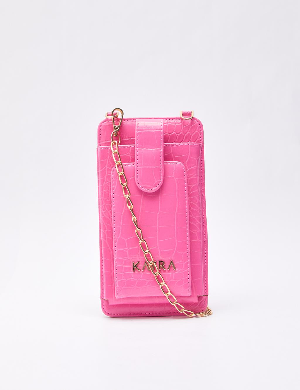 Croco Patterned Bag Wallet Pink