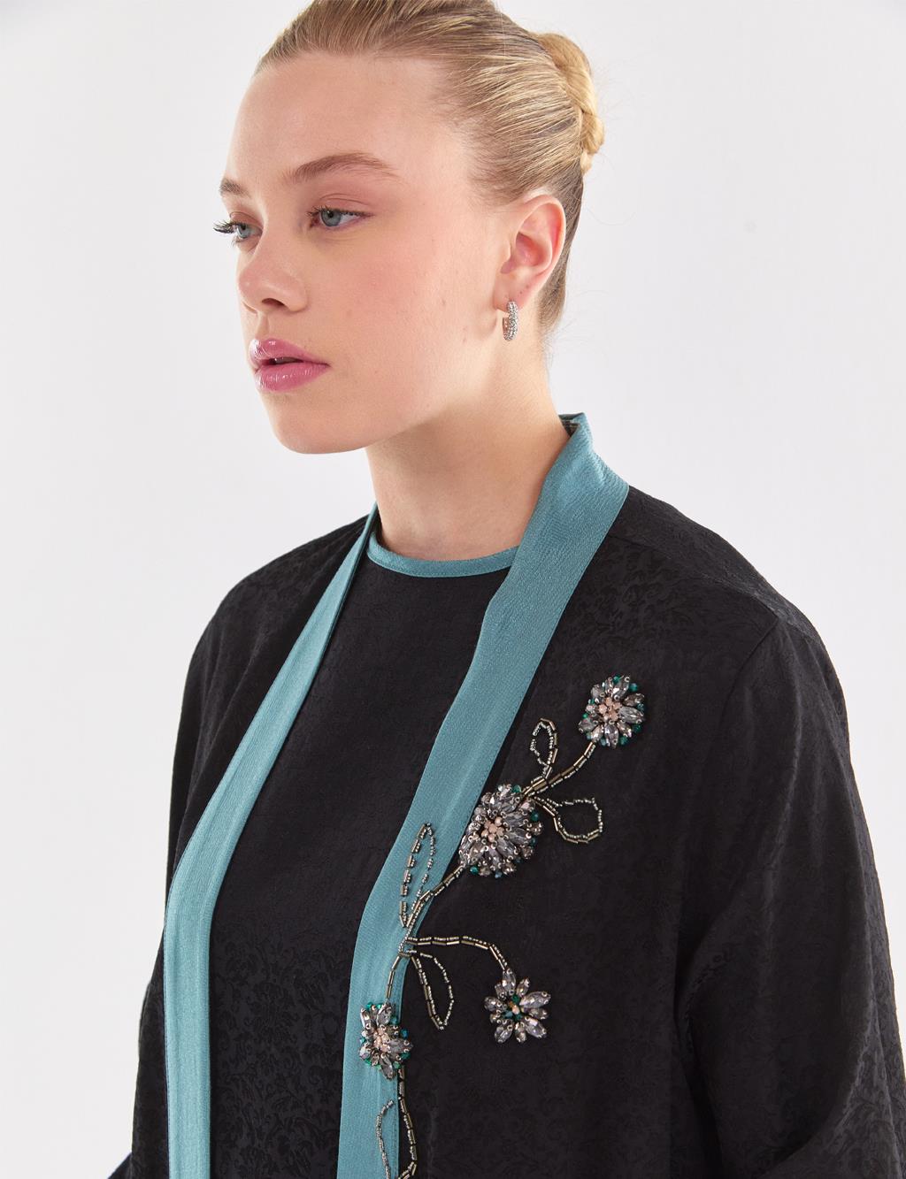 Embroidered Double Suit Black