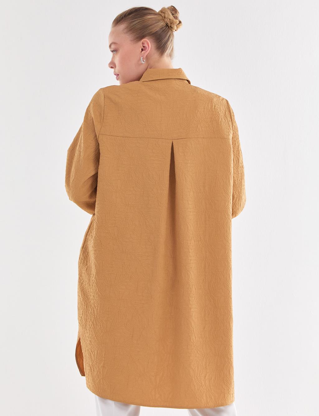 Tasseled Collar Tunic Beige