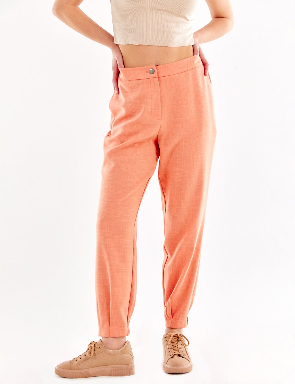Gray Patterned Jogger Pants Peach