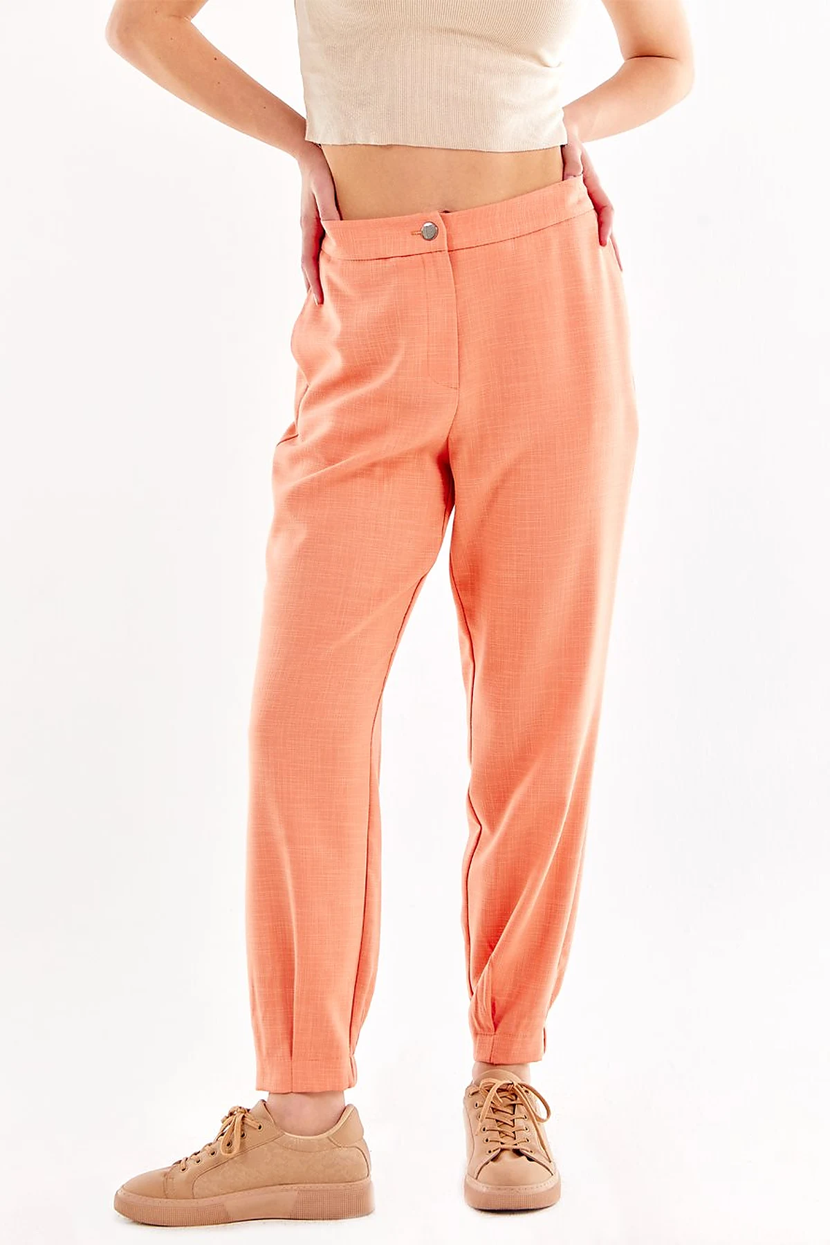 Gray Patterned Jogger Pants Peach