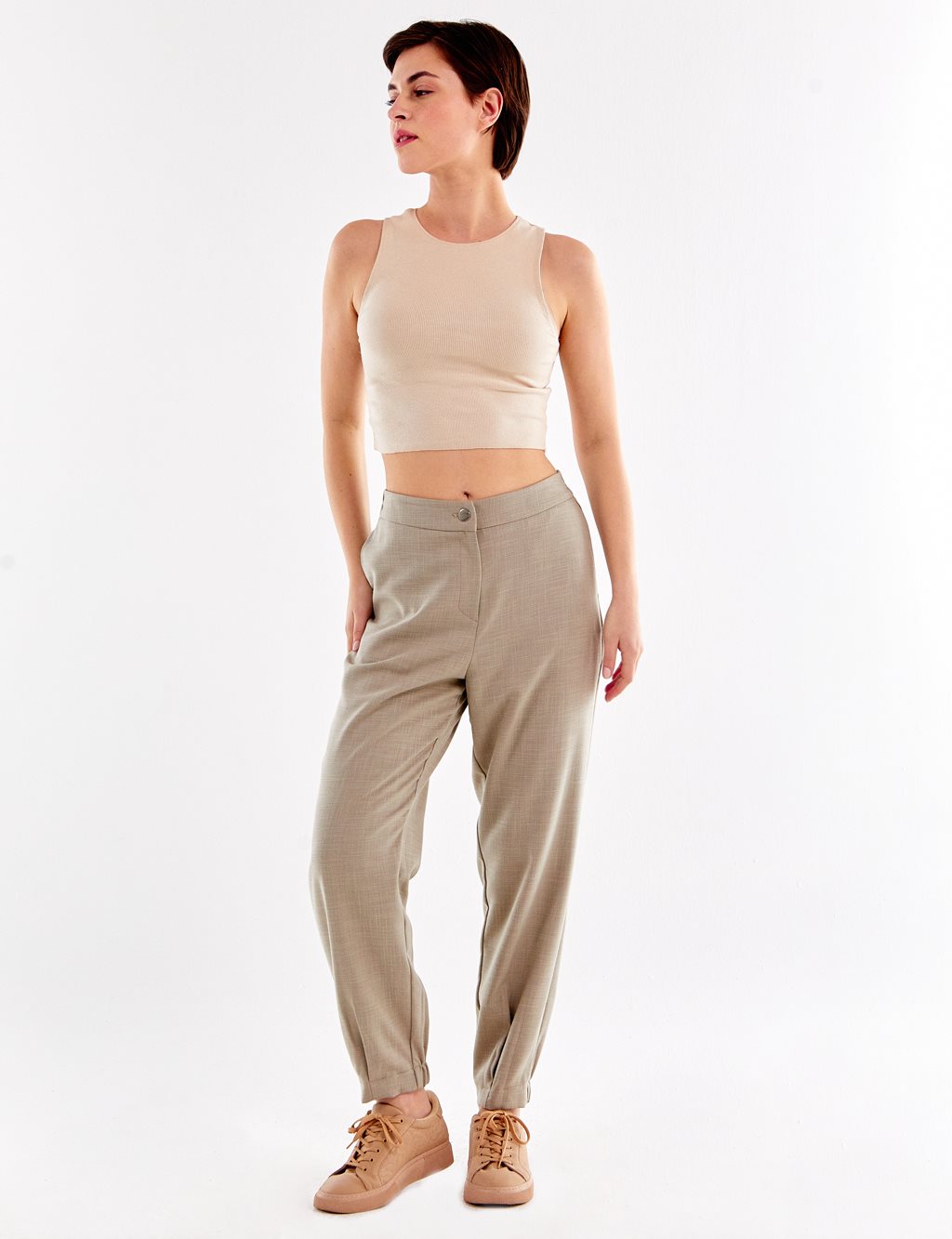 Gray Patterned Jogger Pants Misty Green