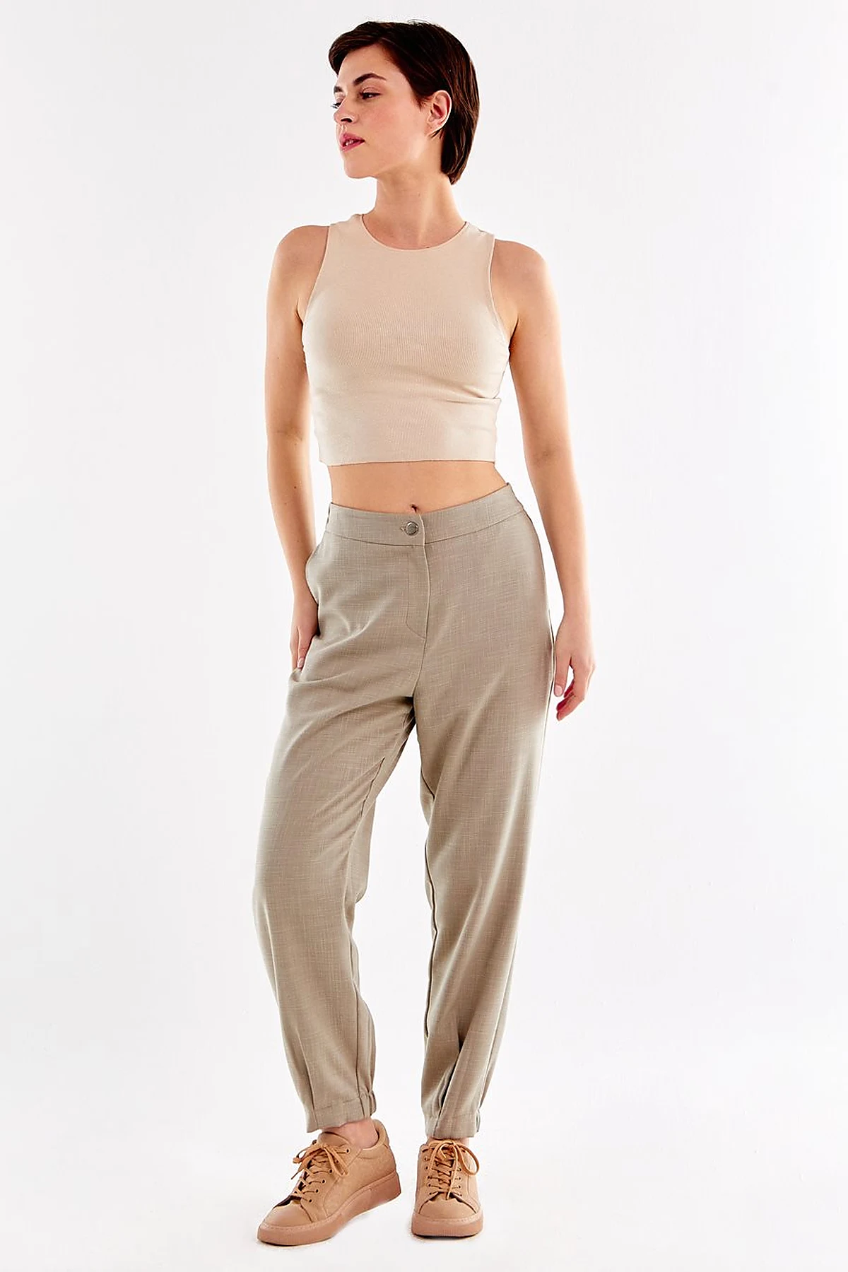 Gray Patterned Jogger Pants Misty Green
