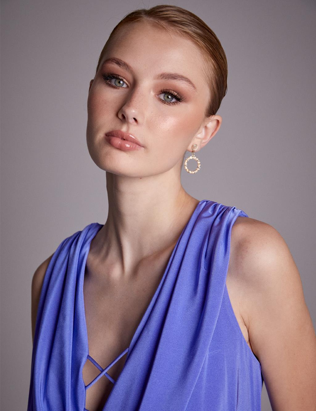 Slit Draped Evening Dress Lilac