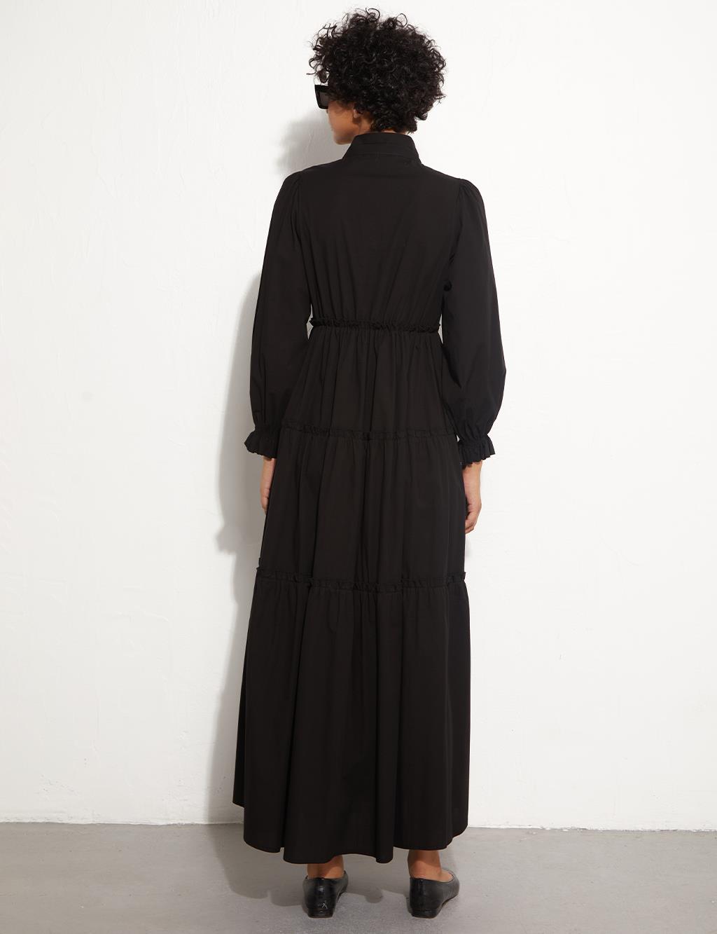 Eteği Dökümlü Uzun Elbise Siyah KA-B23-23048-12-Kayra