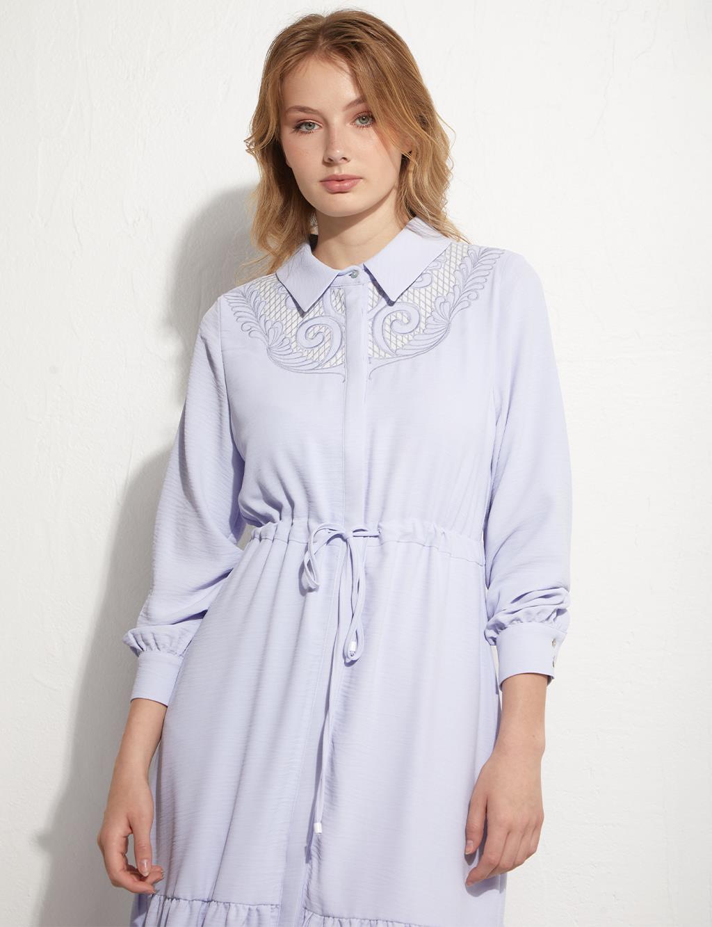 KYR Embroidered Long Dress Light Blue