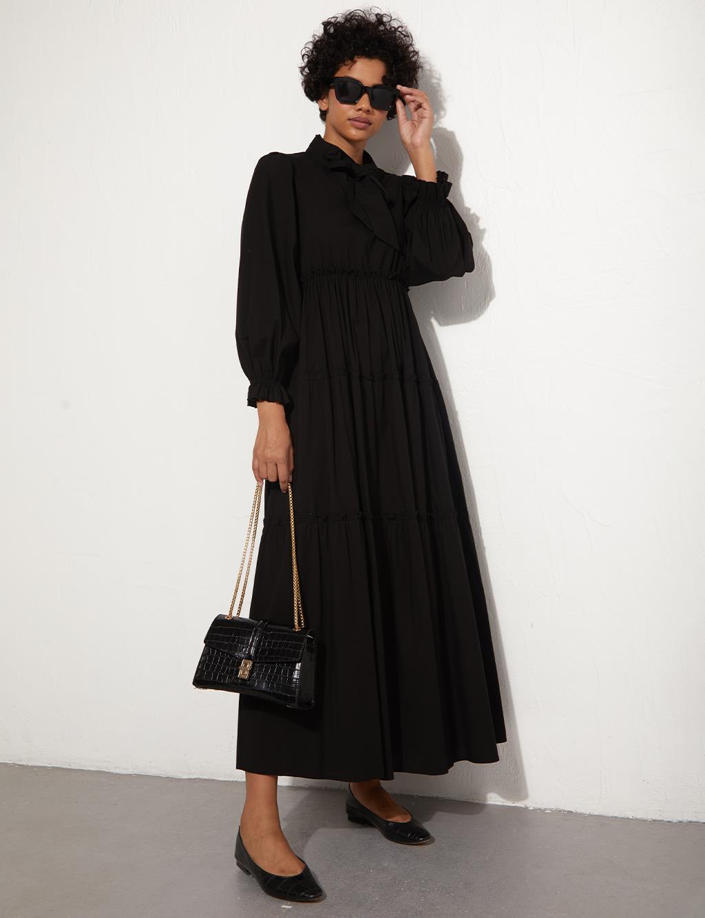 Flowy Skirt Long Dress Black