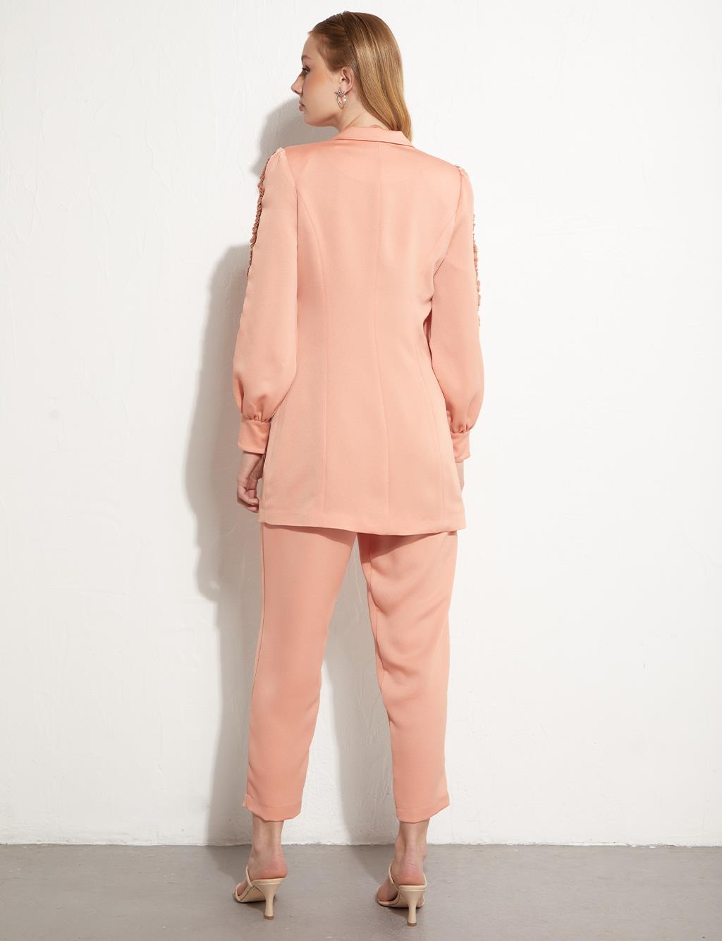 Embroidered Sleeves Double Team Peach