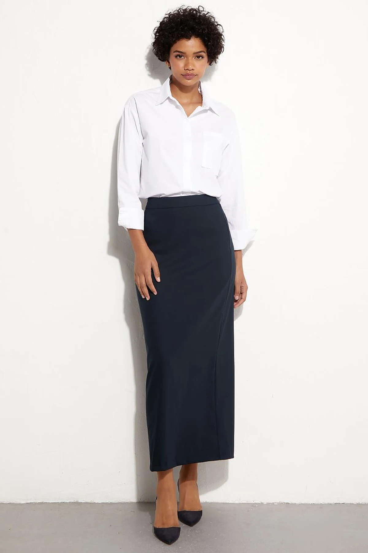 Basic Pencil Skirt Dark Navy