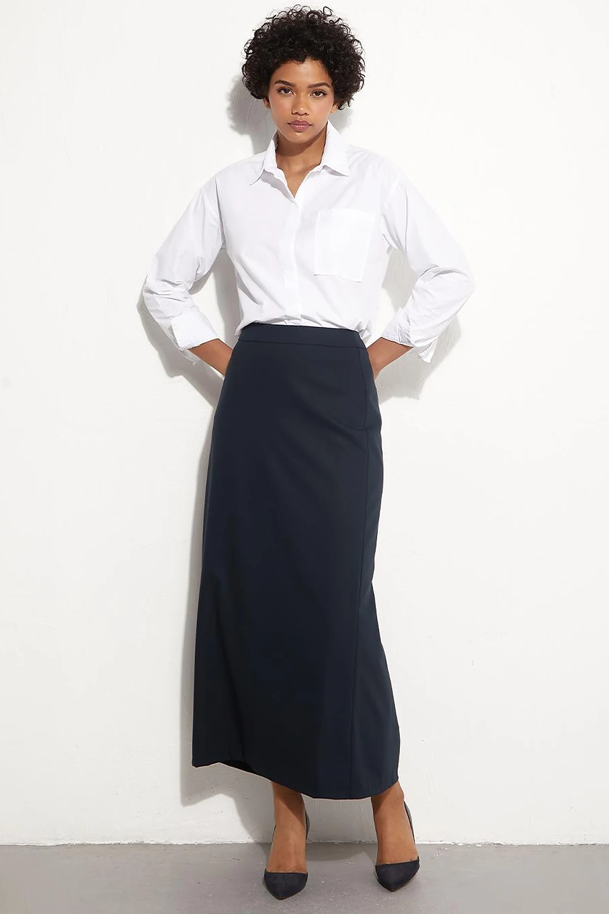 Basic Pencil Skirt Dark Navy