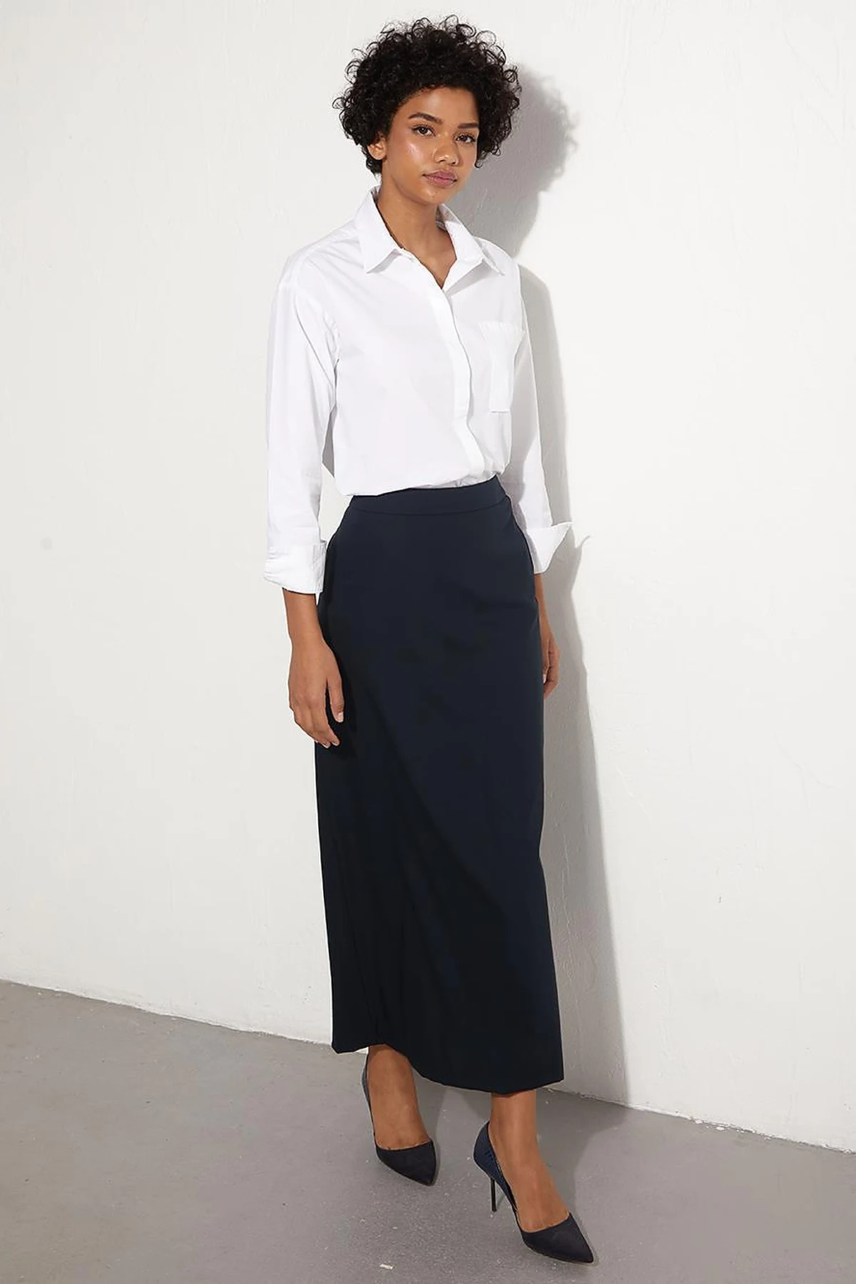 Basic Pencil Skirt Dark Navy