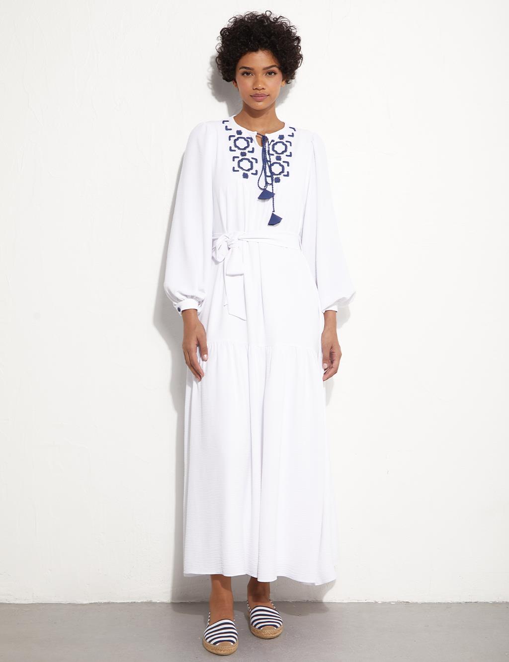KYR Layered Embroidered Dress White