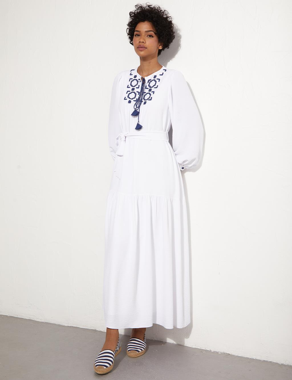KYR Layered Embroidered Dress White