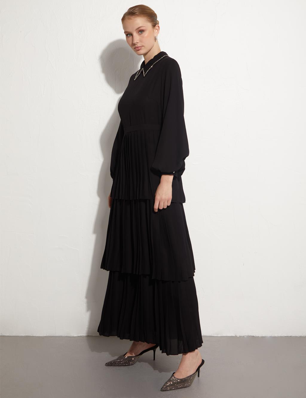 Layered Flowy Maxi Dress Black