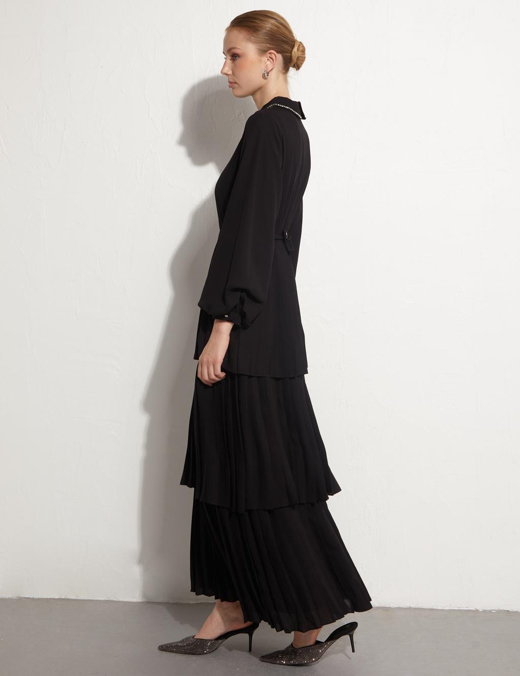 Layered Flowy Maxi Dress Black