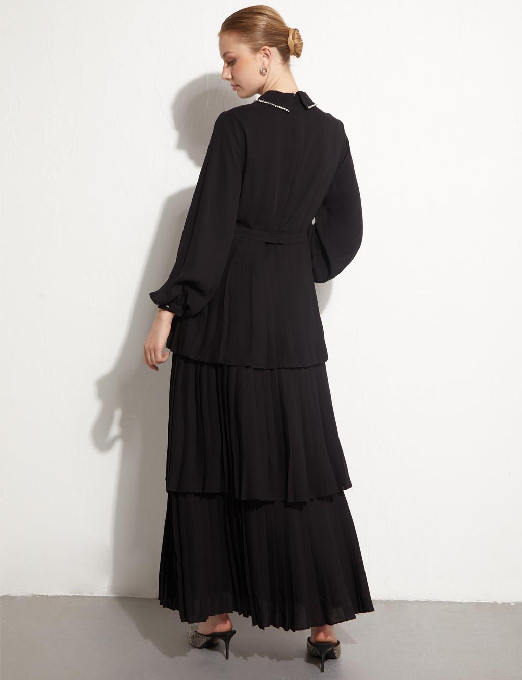Layered Flowy Maxi Dress Black
