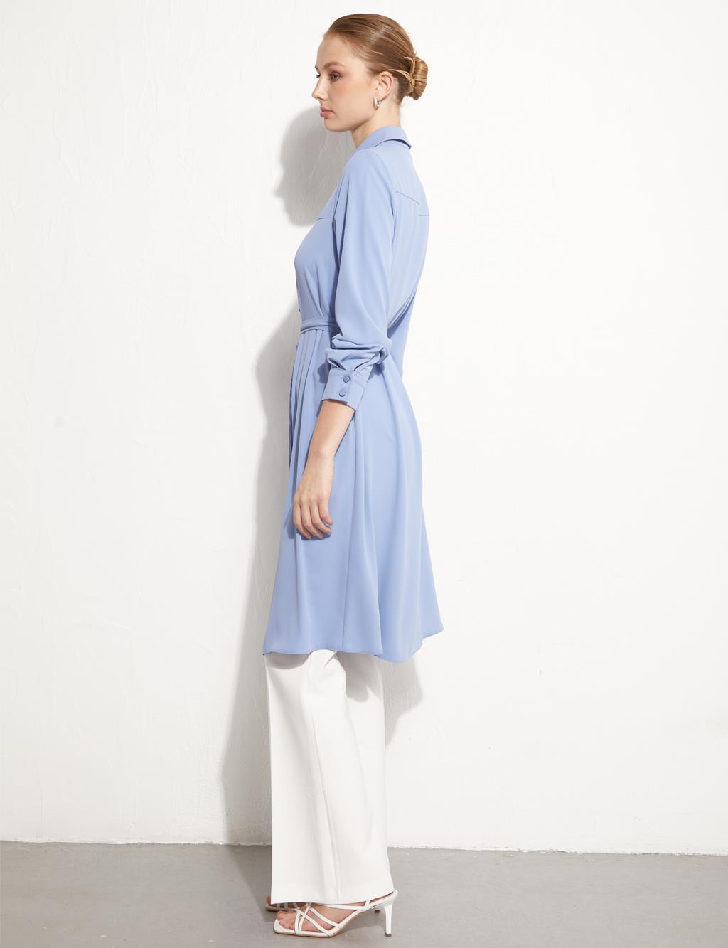 KYR Pieced Belted Tunic Sky Blue