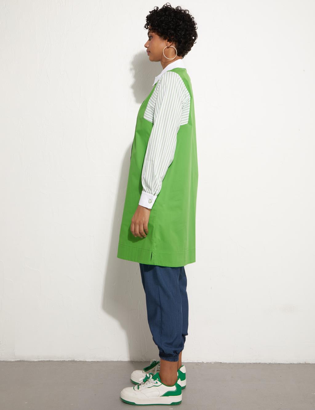 Embroidered Pocket Detailed Tunic Clover Green