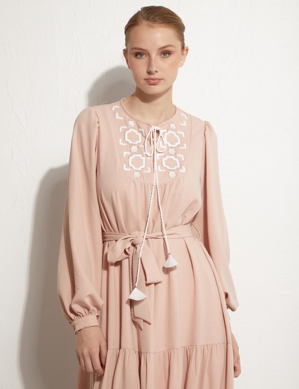 KYR Layered Embroidered Dress Light Pink