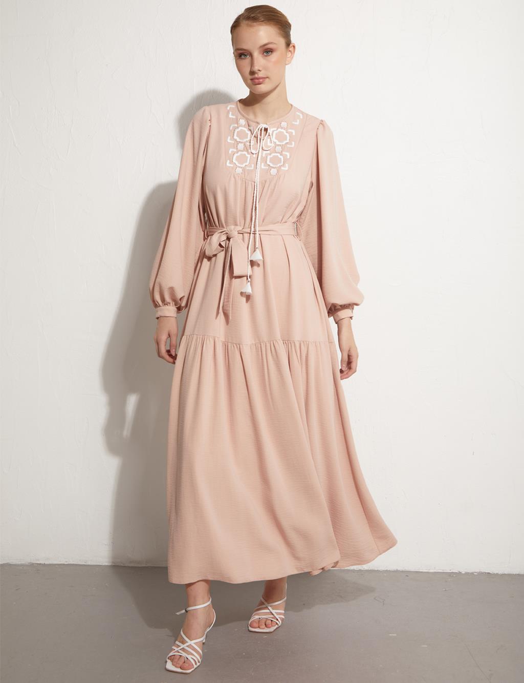 KYR Layered Embroidered Dress Light Pink