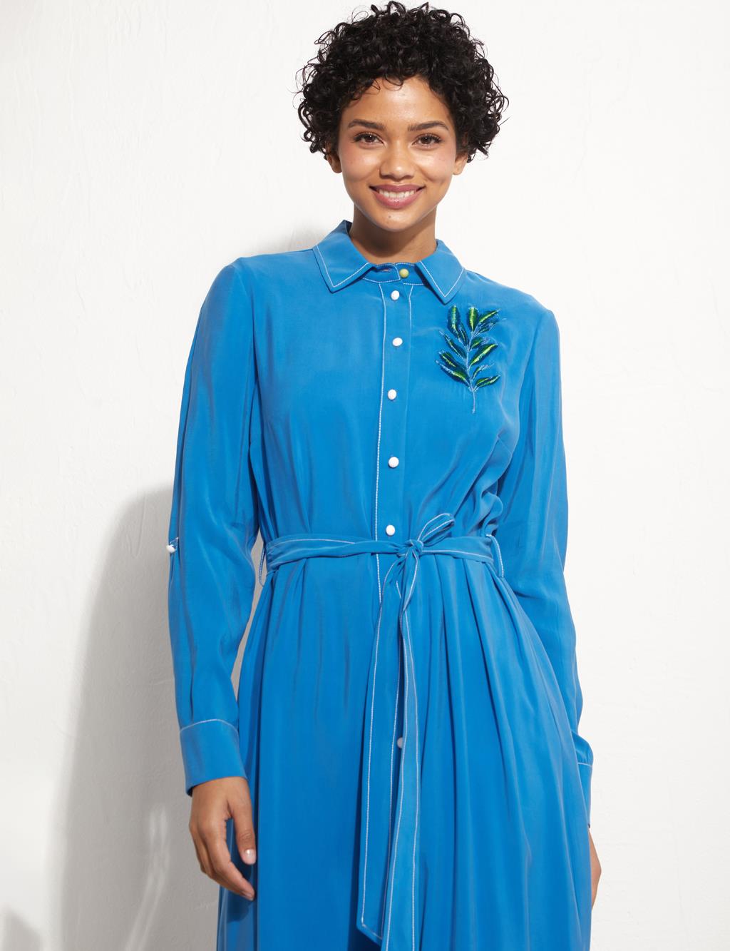 Floral Garnish Dress/Tunic Cobalt Blue
