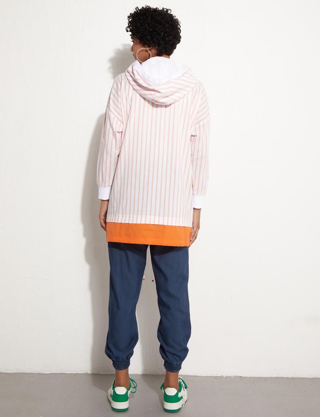 Striped Layered Sweat Orange