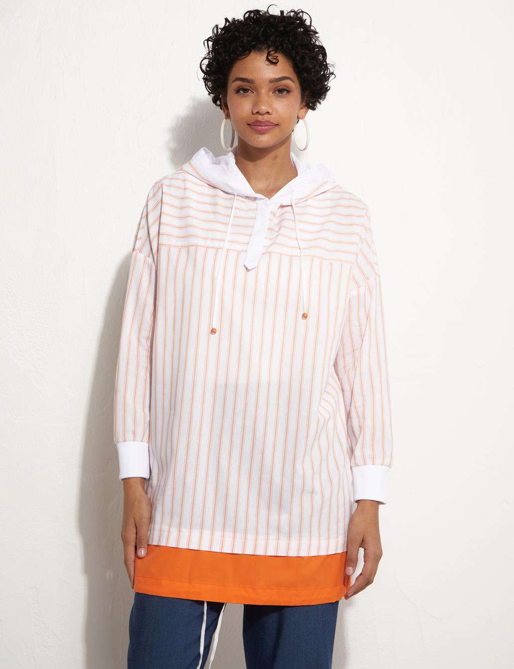 Striped Layered Sweat Orange