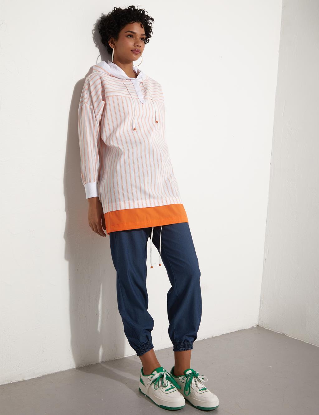 Striped Layered Sweat Orange