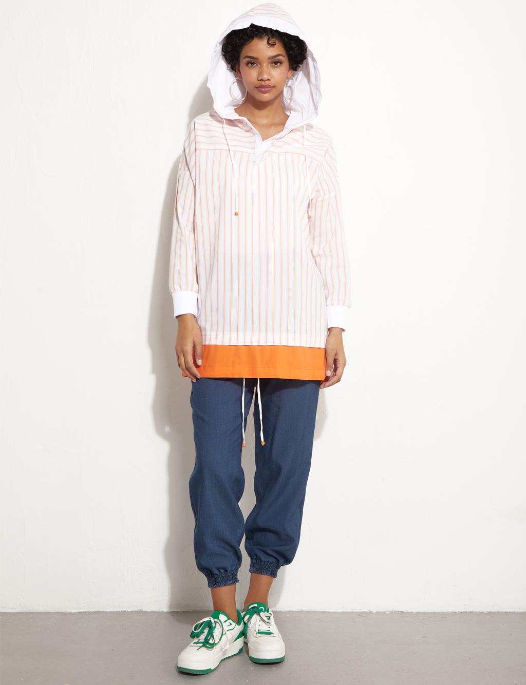 Striped Layered Sweat Orange