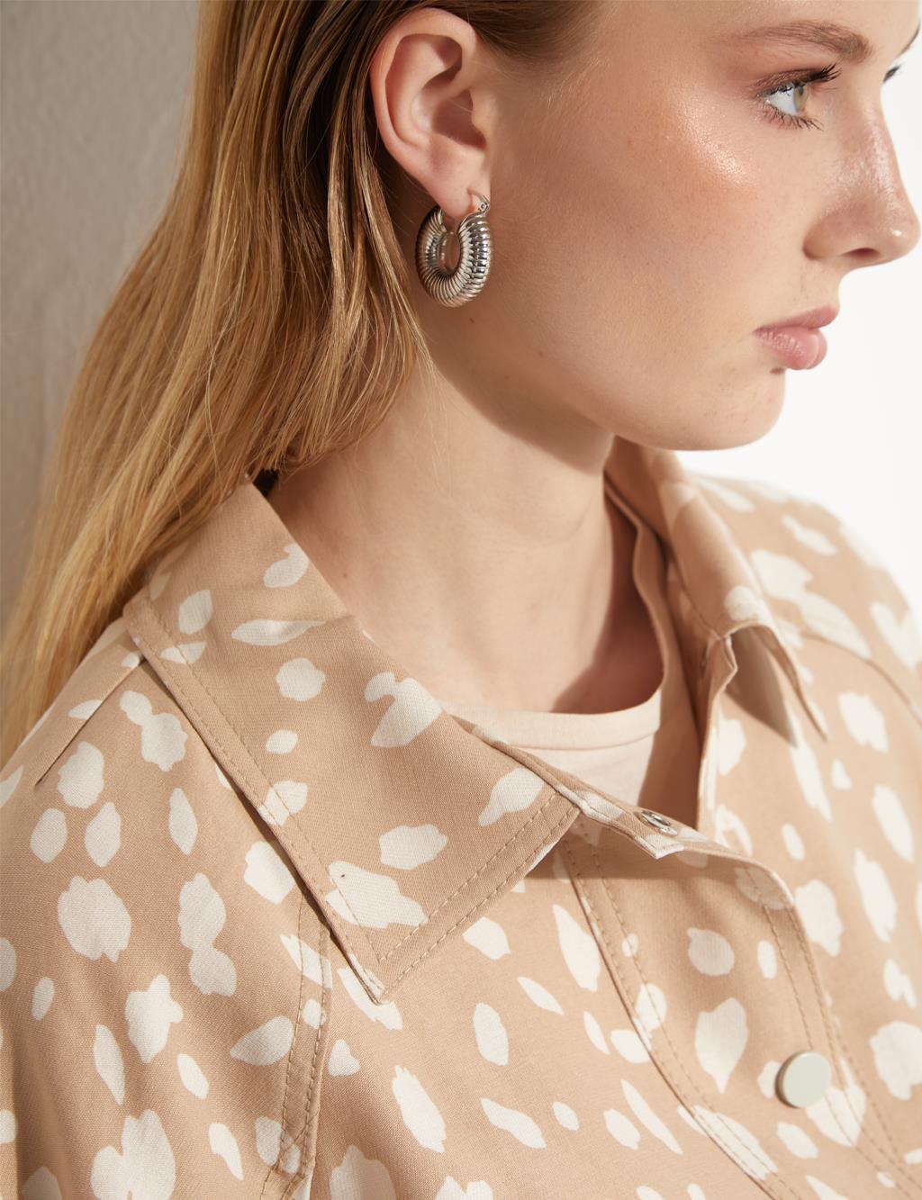 Animal Print Jacket Cream-Beige