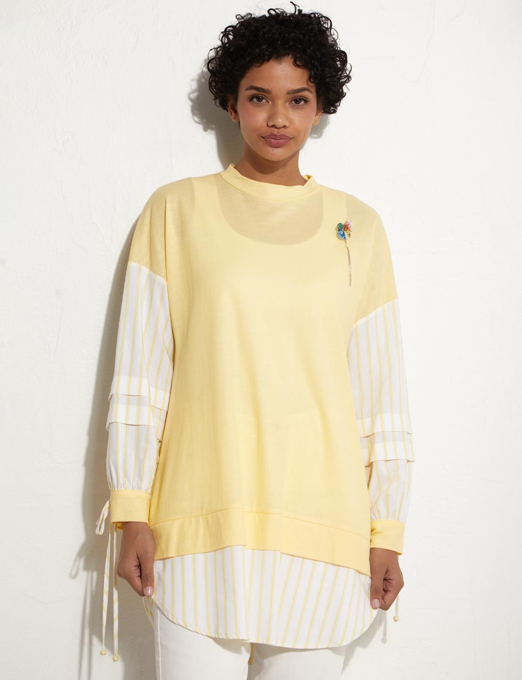 Brooch Tiered Tunic Yellow