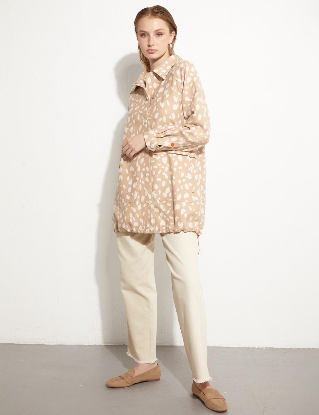Animal Print Jacket Cream-Beige