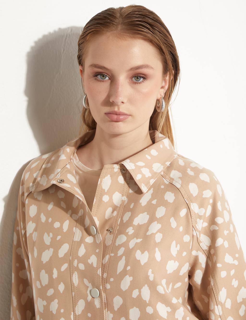 Animal Print Jacket Cream-Beige
