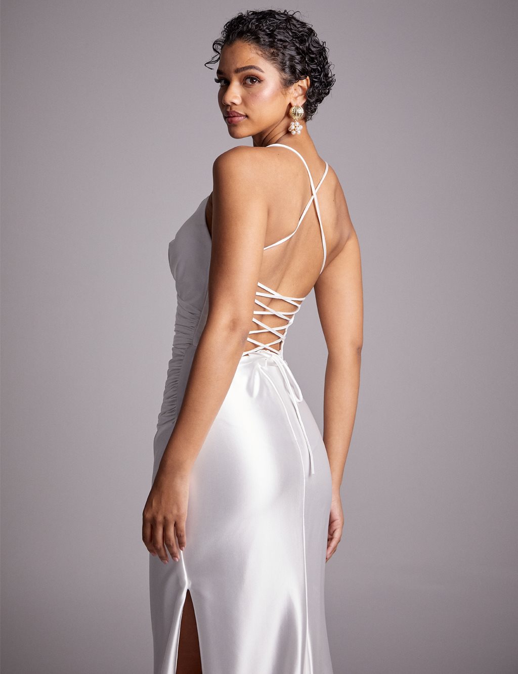 Drapeli Saten Abiye Kemik