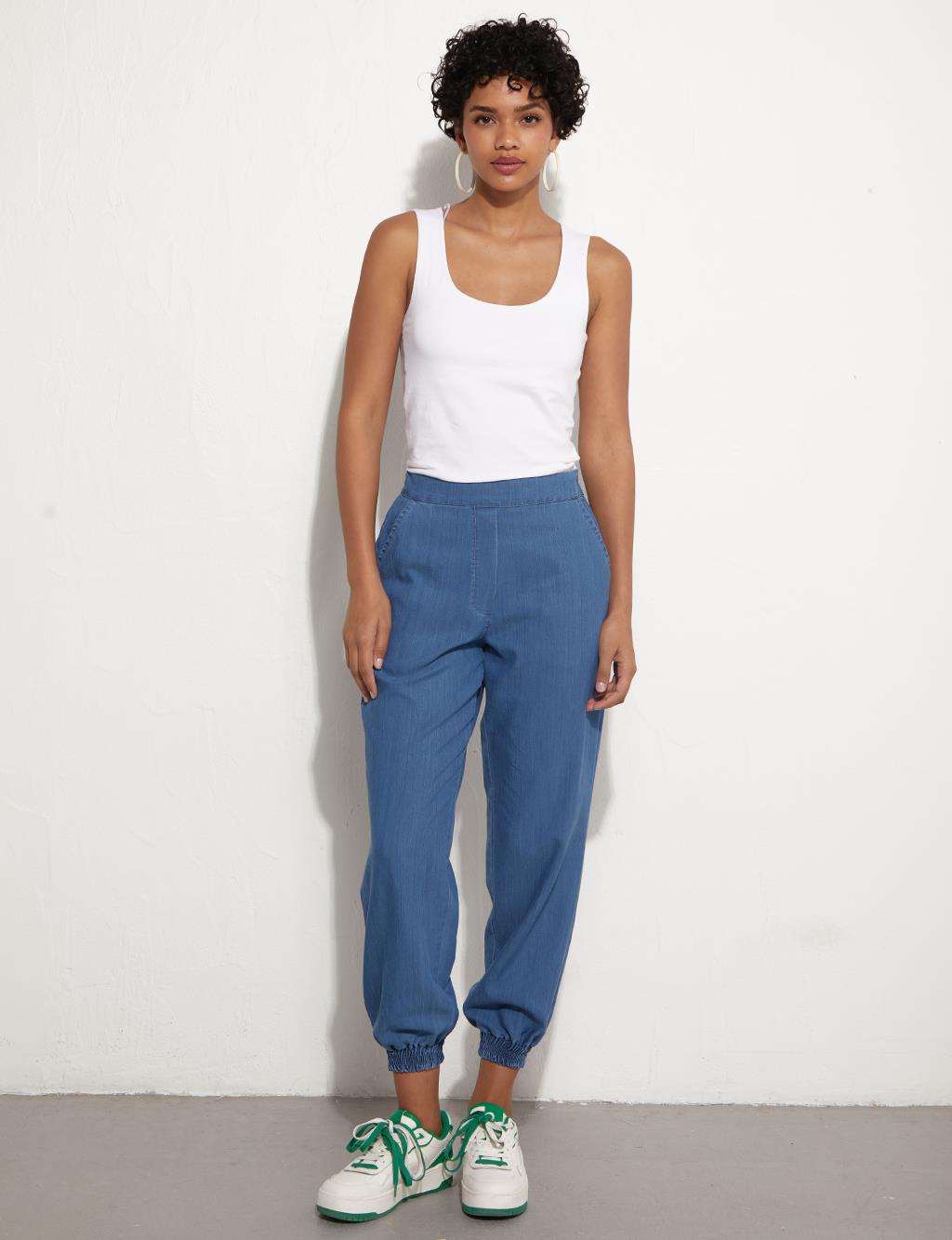Tencel Jogger Pants Blue