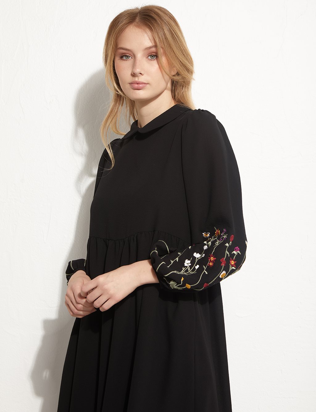 KYR Embroidered Baby Collar Dress Black