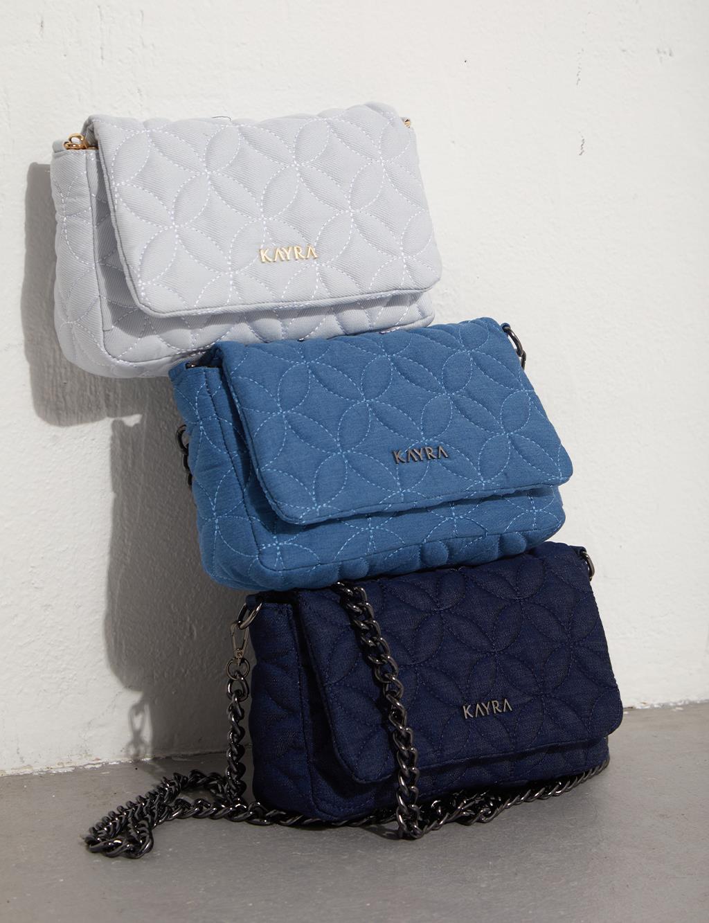 Quilted Fabric Bag Navy