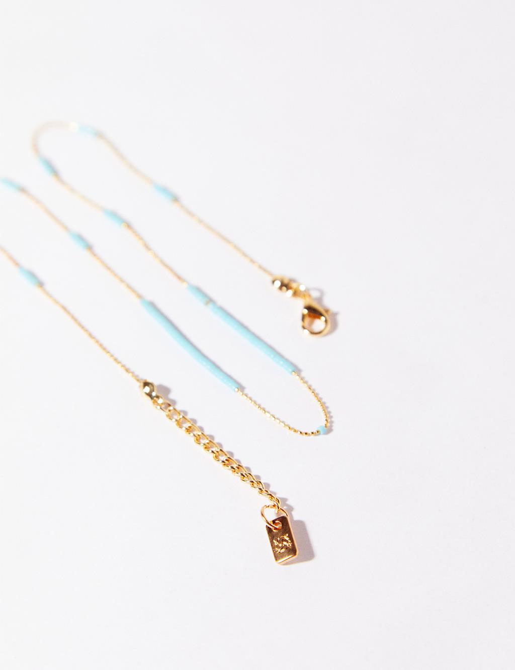 Mini Beaded Necklace Blue