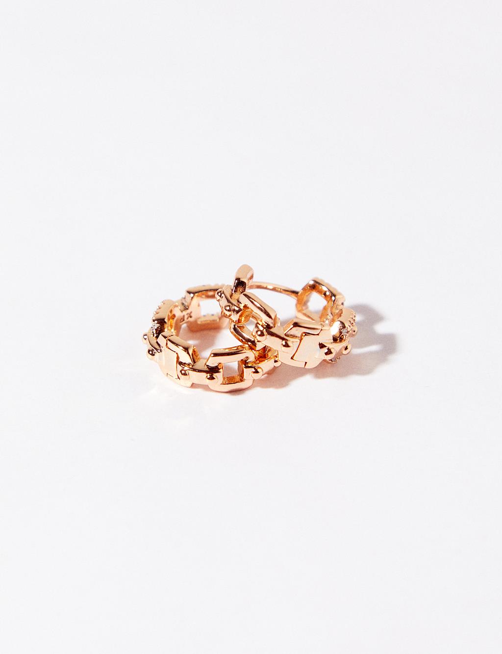 Chain Shaped Hoop Earrings Gold